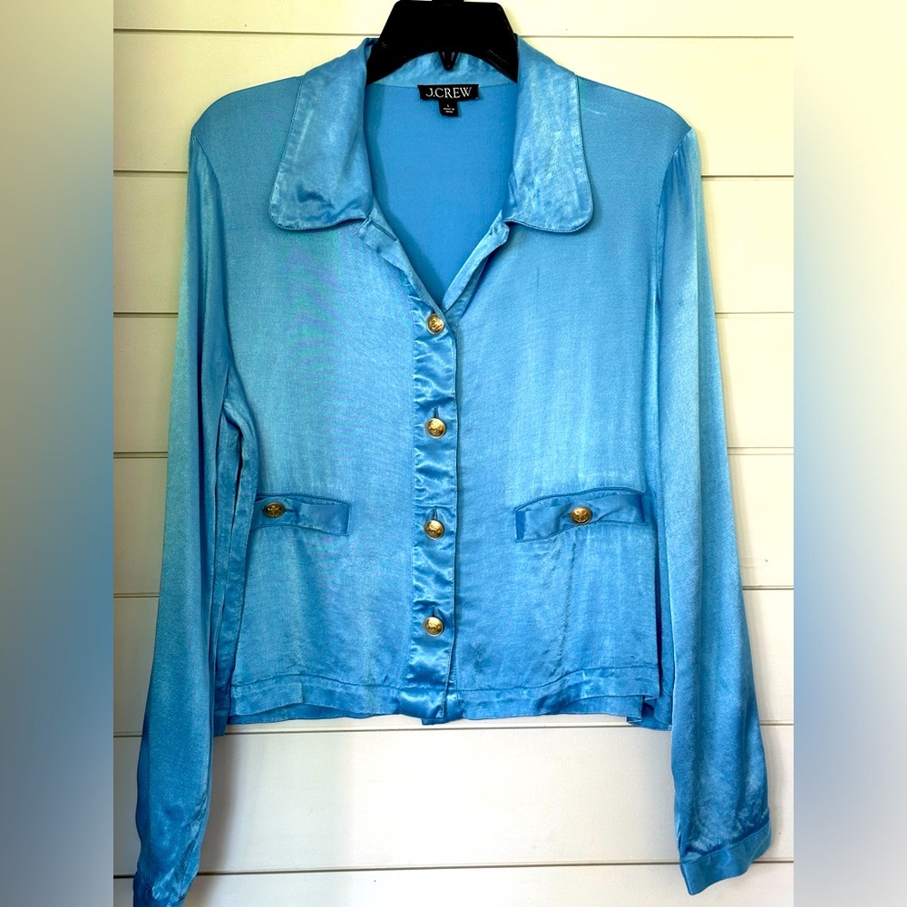 J. Crew silky shirt blue